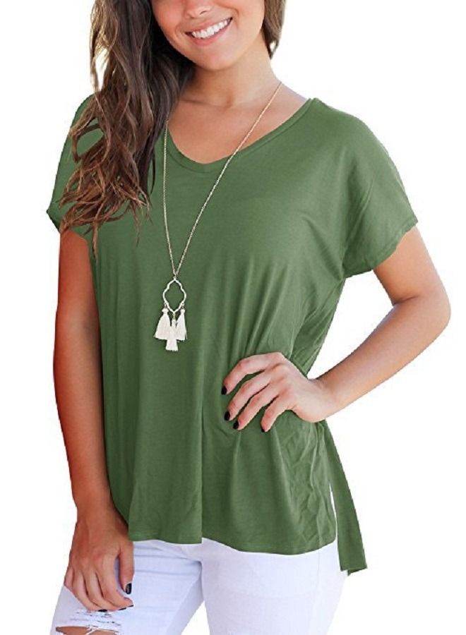 Loquat Women's Front Short Back Long Side Seam Split T-Shirt - Image 2
