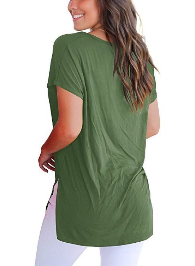 Loquat Women's Front Short Back Long Side Seam Split T-Shirt - Image 3