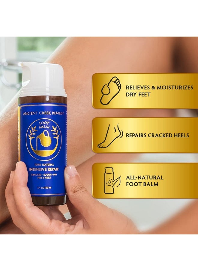Ancient Greek Remedy - Ancient Greek Remedy Organic Foot Balm for Dry Cracked Feet and Heels, Made of Olive, Almond, Jojoba, Lavender and Vitamin E Oil. Natural Cream Moisturizer for Dry Skin Care for Women, Men - Image 1