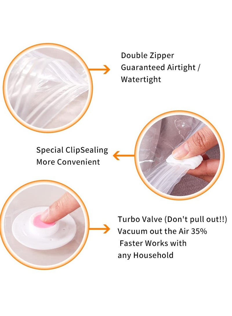 أكياس تخزين مفرغة للفراغ 7 قطع (تتضمن مضخة يدوية) أكياس موفر للمساحة, أكياس ضغط لتخزين البطانيات والأغطية (2 كبيرة، 2 متوسطة، 2 صغيرة) أكياس تخزين موفرة للمساحة. - Image 3