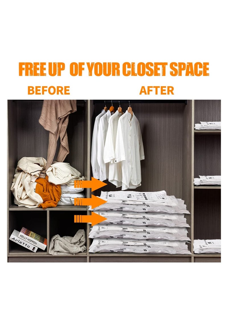 أكياس تخزين مفرغة للفراغ 7 قطع (تتضمن مضخة يدوية) أكياس موفر للمساحة, أكياس ضغط لتخزين البطانيات والأغطية (2 كبيرة، 2 متوسطة، 2 صغيرة) أكياس تخزين موفرة للمساحة. - Image 5