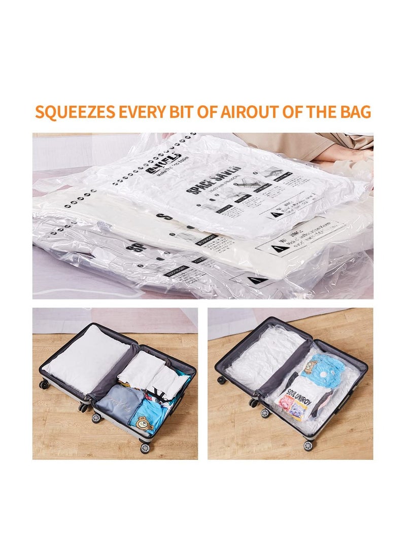أكياس تخزين مفرغة للفراغ 7 قطع (تتضمن مضخة يدوية) أكياس موفر للمساحة, أكياس ضغط لتخزين البطانيات والأغطية (2 كبيرة، 2 متوسطة، 2 صغيرة) أكياس تخزين موفرة للمساحة. - Image 4