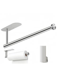 Beauenty Stainless Steel Kitchen Paper Towel Holder, Cabinet Under Cabinet Dispenser, Wall Mounted Paper Roll, Bathroom Toilet Paper Holder, Hanging Towel Rack Hanger Holder, Self-Adhesive or Drilled, Silver  - Image 1
