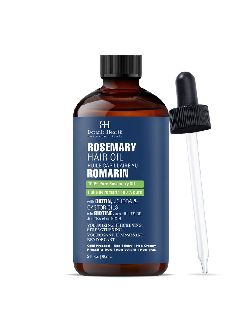 Botanic Hearth Botanic Hearth 100% Pure Rosemary Oil For Hair Infused With Biotin | Hair Strenghtening Treatment | Nourishing & Volumizing | With Jojoba Oil & Castor Oil | Non GMO Verified | 2 fl oz 