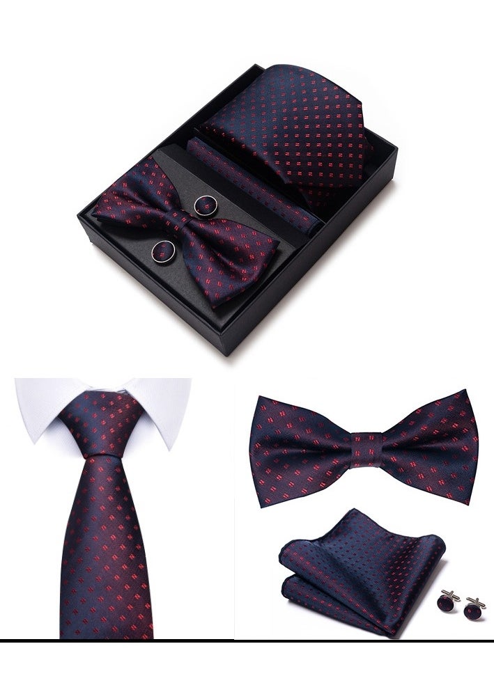 Generic - 5 pcs high-end tie for men business professional formal tie bow tie cufflinks square scarf fashion accessories gift box - Image 1