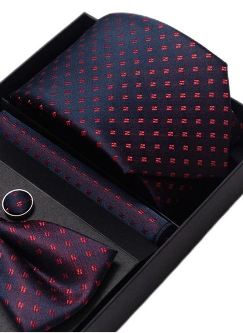 Generic - 5 pcs high-end tie for men business professional formal tie bow tie cufflinks square scarf fashion accessories gift box - Image 1