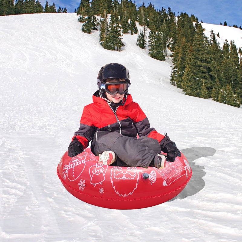 Inflatable Snow Tube: 0°C to -25°C Wear-resistant Cold-resistant PVC, Deep Seat For Safety Balance, Double Reinforced Handles - Space-saving Portable Rollable Design Snow Sled for Kids, Snow Lovers, O - Image 3