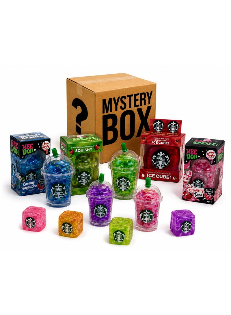Squishy Nee Doh Starbucks Mystery Box set of 4 Starbucks Set, Blind Box Squishy, Mystery Surprise Fidget Toys, Nee doh, Squishy fruits, Starbucks Squishy, Stress & Anxiety Relief Sensory Toys for Kids & Adults, Ideal Holiday & Birthday Gift ﻿ - Image 1