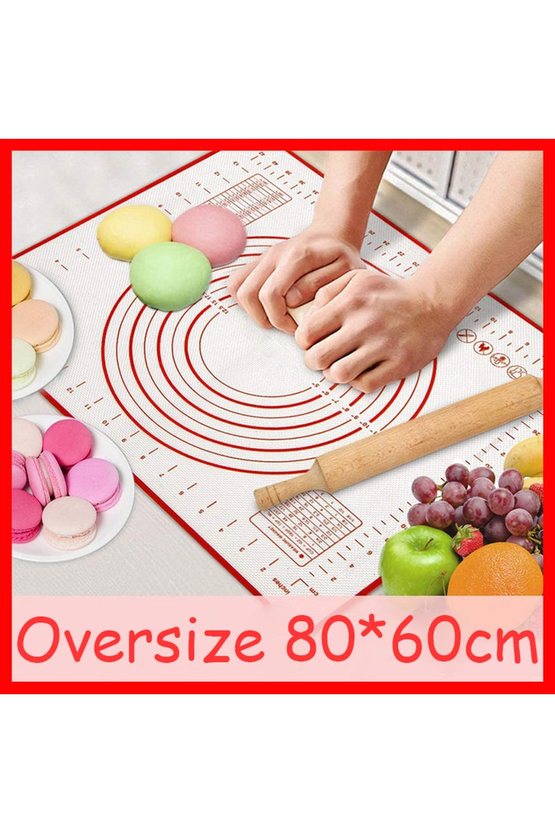 إيروريكس حصيرة خبز سيليكون كبيرة سوداء 80×60 سم، مناسبة لفرد وعجن المعجنات، مثالية للمطبخ. - Image 1