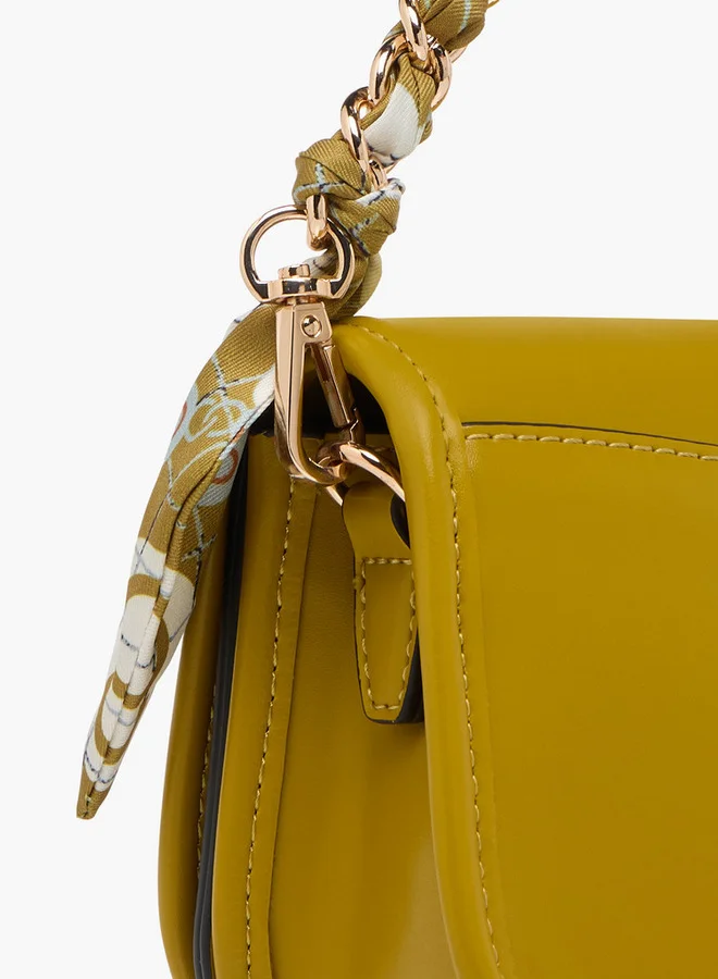 Celeste Solid Crossbody Bag with Detachable Strap and Flap Closure