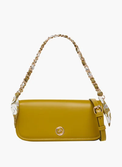 Celeste Solid Crossbody Bag with Detachable Strap and Flap Closure
