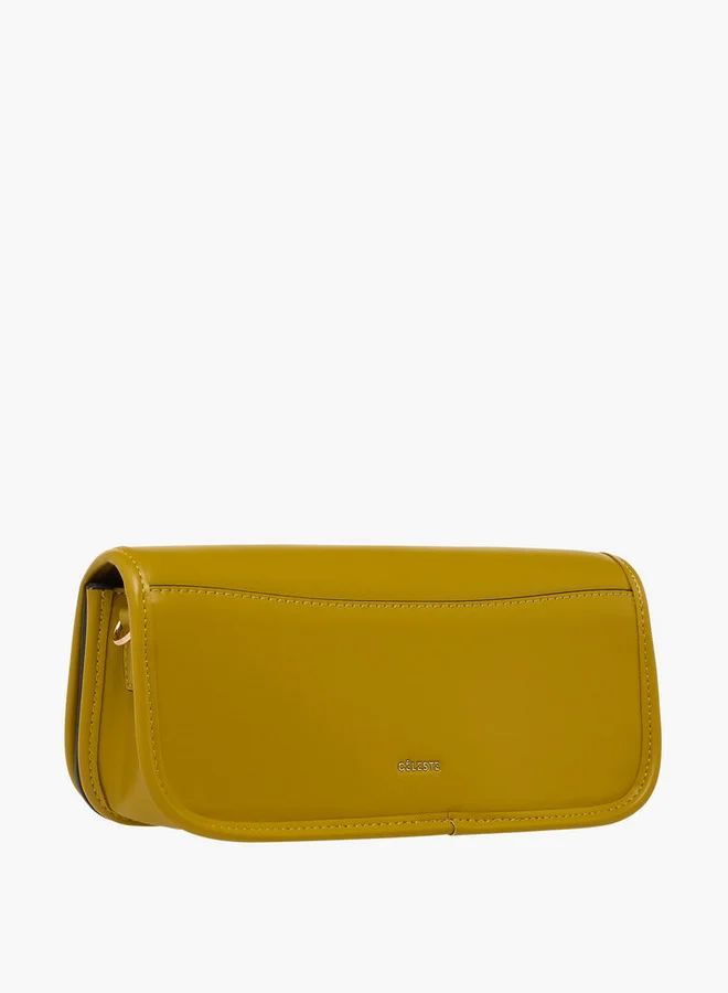 Celeste Solid Crossbody Bag with Detachable Strap and Flap Closure