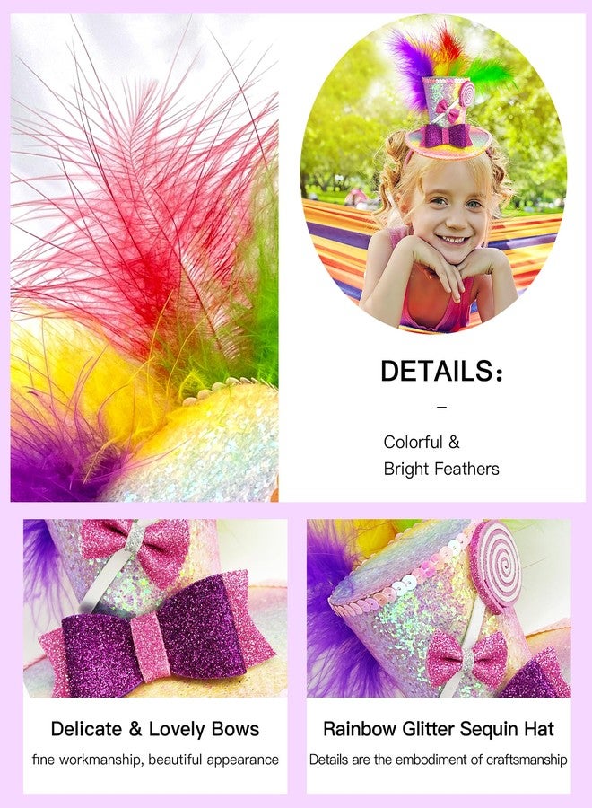 Asikkon Mini Top Hat Lollipop Headband with Bows Sequins Candy Headbands for Women Cosplay Party Halloween Costume - Image 5