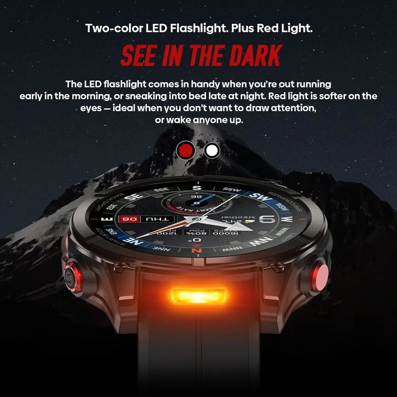 زيبليز ساعة ذكية Zeblaze Stratos 4 Pro GPS Smart Watch 1.43''AMOLED Display Dual-Color Flashlight Music Storage 170+ Workout Modes SmartWatch, Black - Image 4
