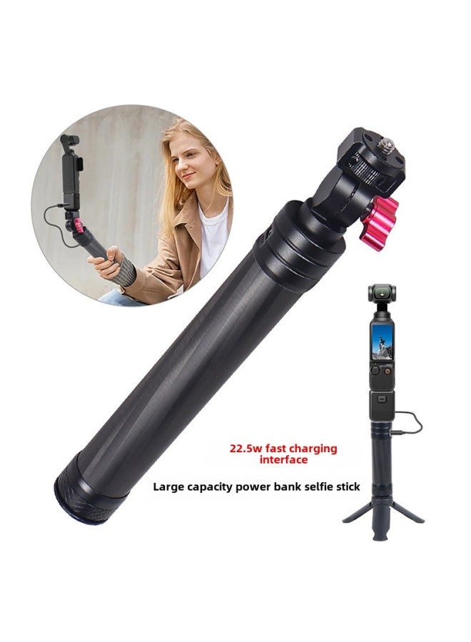 Action Camera Charging Treasure Selfie Stick Mobile Power Handle For Pocket3 Fast Charging Endurance Base Bracket-Color:Black-basic Short Style  - Image 2