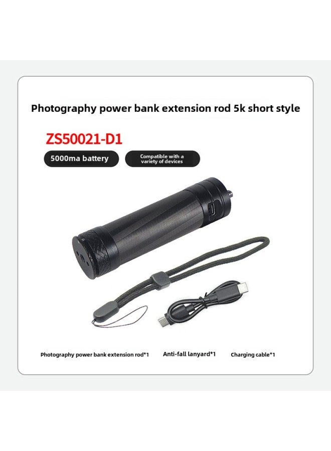 Action Camera Charging Treasure Selfie Stick Mobile Power Handle For Pocket3 Fast Charging Endurance Base Bracket-Color:Black-basic Short Style  - Image 1