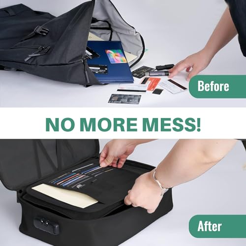 KRYLAR-Document Organizer Bag 3-Layer Travel File Document Storage Bag with Lock Waterproof & Fireproof File Folders Bag for Certificates & Safe for Home,Office,Travel-Multicolor - Image 3