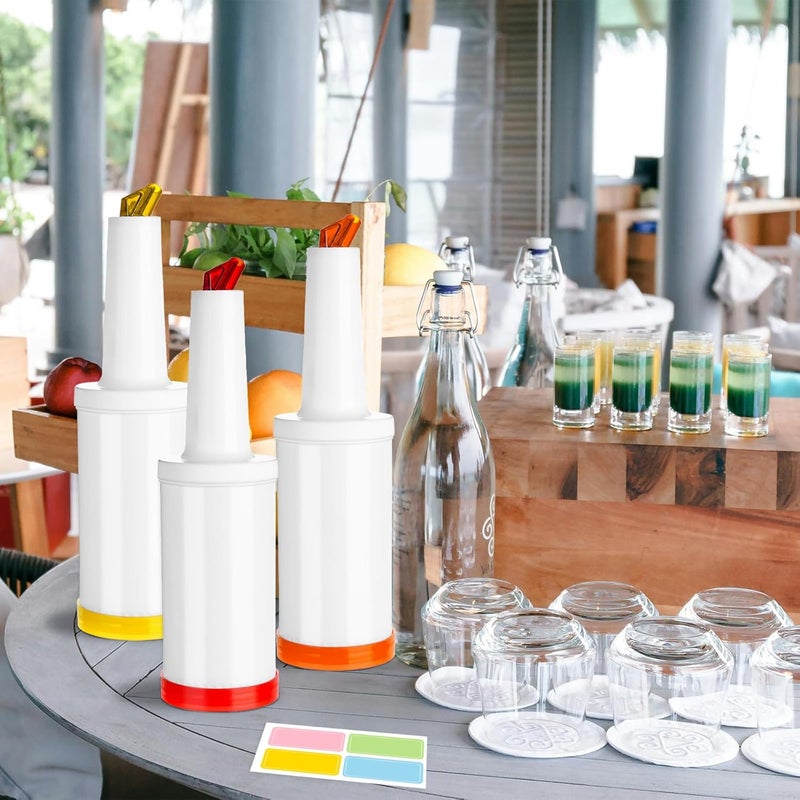 Tinsky 3 Pcs Plastic Bar Juice Pour Bottles with Stainless Steel Liquor Bottle Pourers 34 Oz Juice Dispensers Store and Pour Containers for Bar Home Bartending Party - Image 3