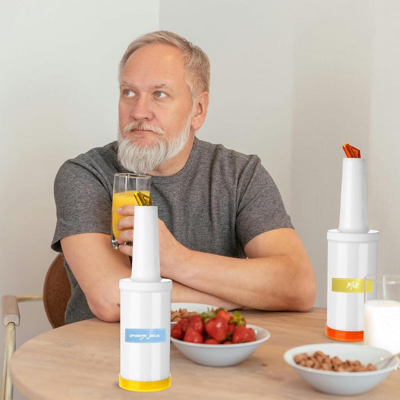 Tinsky 3 Pcs Plastic Bar Juice Pour Bottles with Stainless Steel Liquor Bottle Pourers 34 Oz Juice Dispensers Store and Pour Containers for Bar Home Bartending Party - Image 5