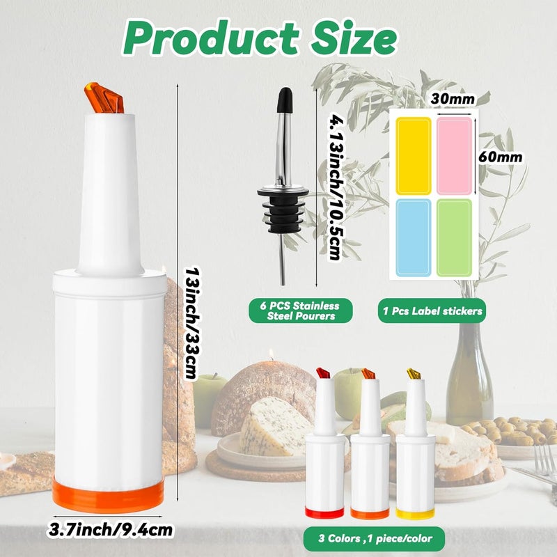 Tinsky 3 Pcs Plastic Bar Juice Pour Bottles with Stainless Steel Liquor Bottle Pourers 34 Oz Juice Dispensers Store and Pour Containers for Bar Home Bartending Party - Image 4