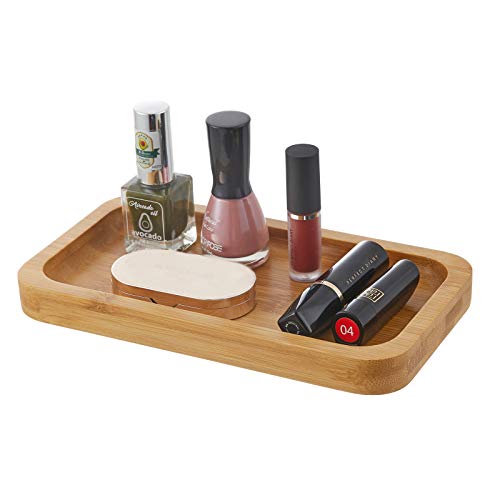INIUNIK Glass Qtip Holder with Vanity Tray, Apothecary Jars Bathroom Accessories Bathroom Canisters Organizer Countertop Q Tip Holder for Cotton Ball Round Swab Pad Hair Ties Floss Perfume Jewelry - Image 3