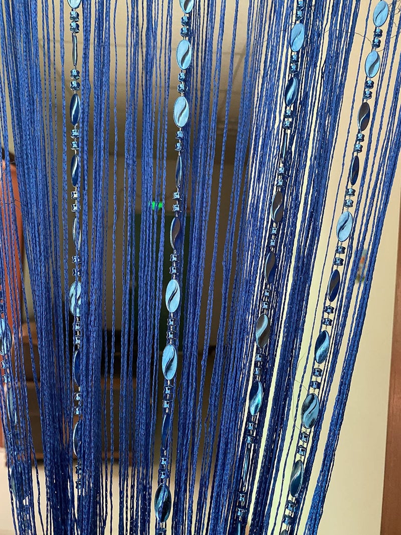 Zidetang Button Buted Door Door Stain Fringe Tassel Square Square (39.30 "" × 78.50 "" Dark Blue) - Image 3