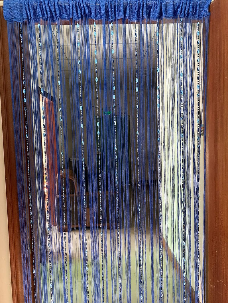 Zidetang Button Buted Door Door Stain Fringe Tassel Square Square (39.30 "" × 78.50 "" Dark Blue) - Image 2