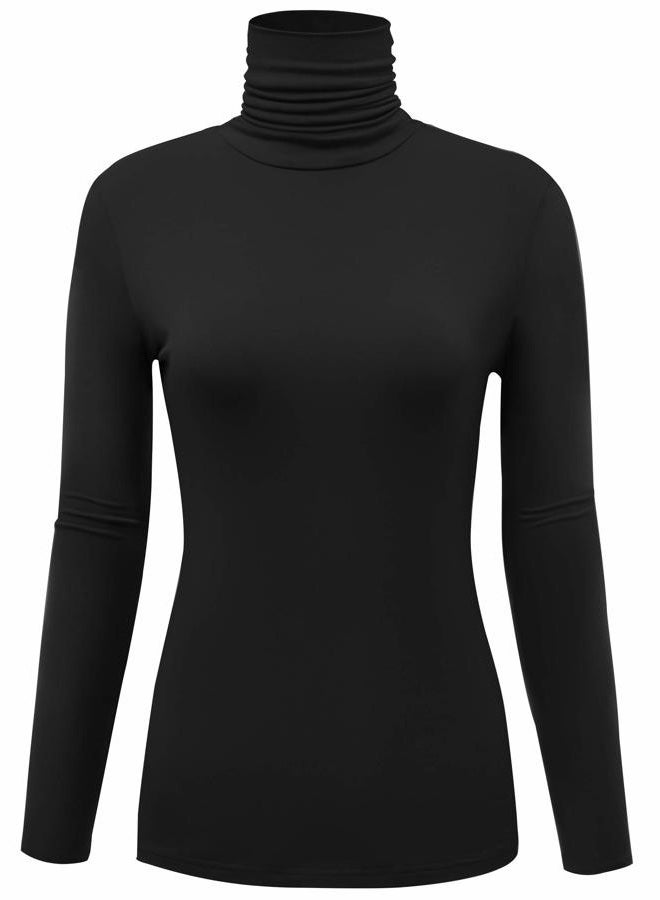 AUHEGN Women's Long Sleeve Lightweight Turtleneck Top Pullover Sweater (X-Large, 8205 Black) - Image 1