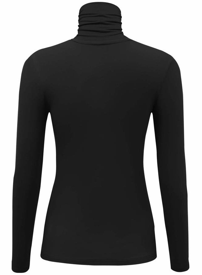 AUHEGN Women's Long Sleeve Lightweight Turtleneck Top Pullover Sweater (X-Large, 8205 Black) - Image 3