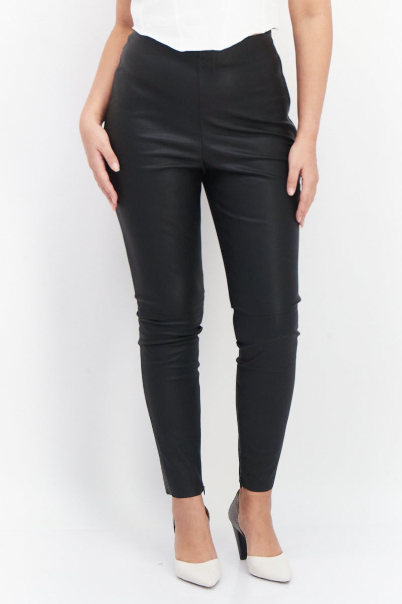 NA-KD سروال جلد ضيق للنساء، أسود - Image 1