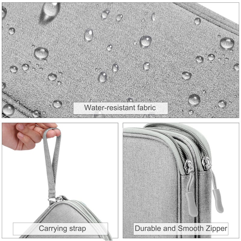 FYY Travel Electronic Cable Organizer Bag, Pouch Electronic Accessories Carry Case Portable Waterproof Double Layers Storage Bag for Cable, Cord, Charger, Phone, Earphone, Medium Size, Grey - Image 4