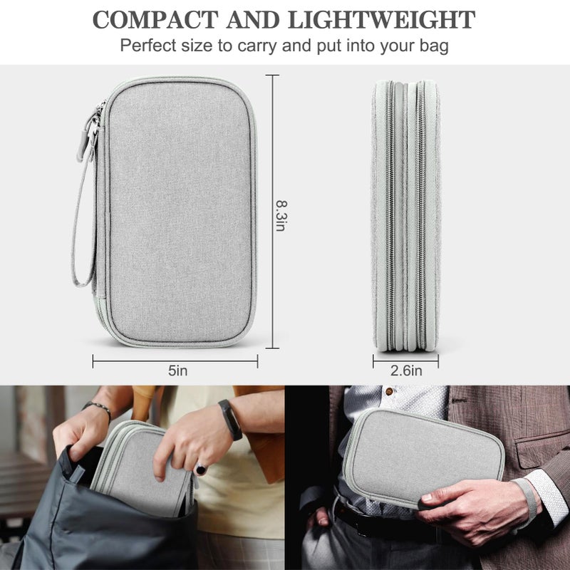 FYY Travel Electronic Cable Organizer Bag, Pouch Electronic Accessories Carry Case Portable Waterproof Double Layers Storage Bag for Cable, Cord, Charger, Phone, Earphone, Medium Size, Grey - Image 2