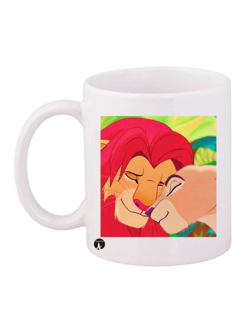 RKN Lion King Printed Mug White/Pink/Green Standard Size