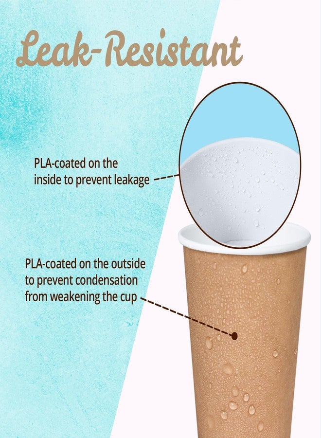 MATICAN Disposable Coffee Cups, 100-Pack 12-oz Bulk Paper Cups for Hot or Cold Drinks, Kraft Brown Cups for Office, Parties, and To-Go Use (No Lids) - Image 4