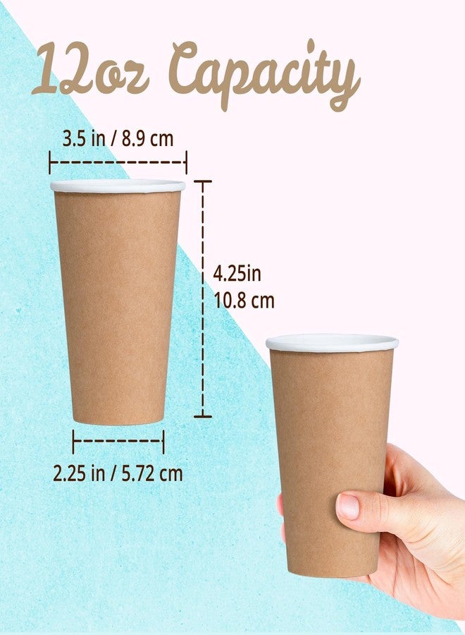 MATICAN Disposable Coffee Cups, 100-Pack 12-oz Bulk Paper Cups for Hot or Cold Drinks, Kraft Brown Cups for Office, Parties, and To-Go Use (No Lids) - Image 5