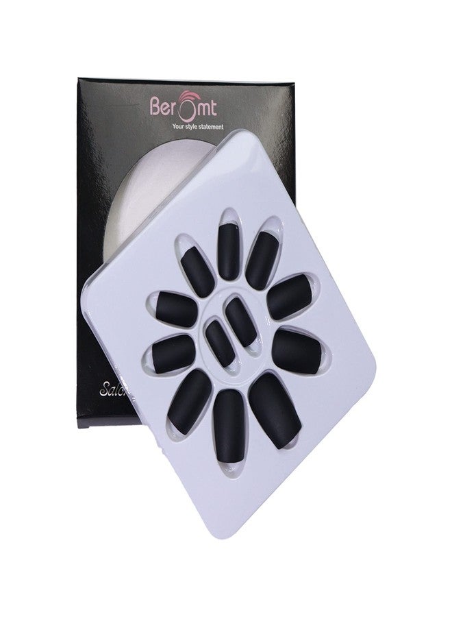 Beromt Set of 12 pcs Matte finish nails False Nails Acrylic Full Fake Nails with 1 nail glue sticker sheet and Nail Art Kit - 427 - Image 1