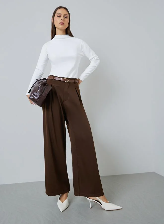 Styli White Long Sleeve Mock Neck Knit Top