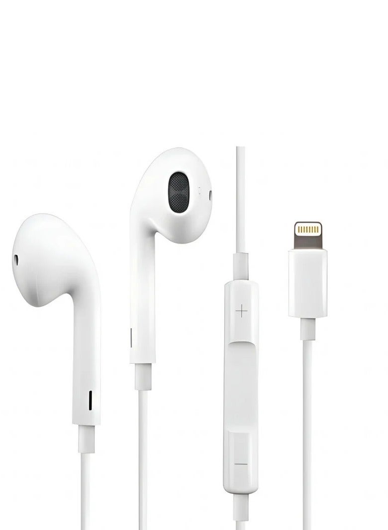 Micro Speed Lightning Earphones – Wired In-Ear Headphones With Noise Reduction Mic For iPhone – White - Image 1