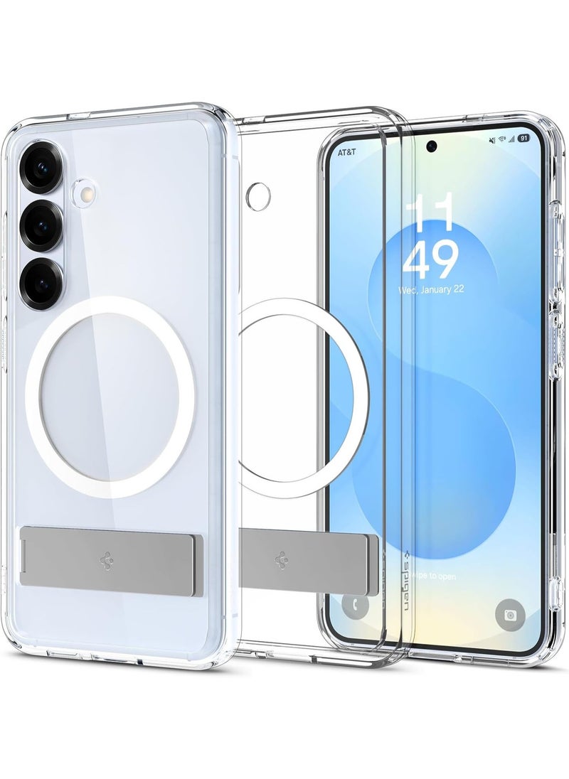 Spigen Ultra Hybrid S MagFit Samsung Galaxy S25 PLUS Case Cover MagSafe with Kickstand - Clear White  - Image 1