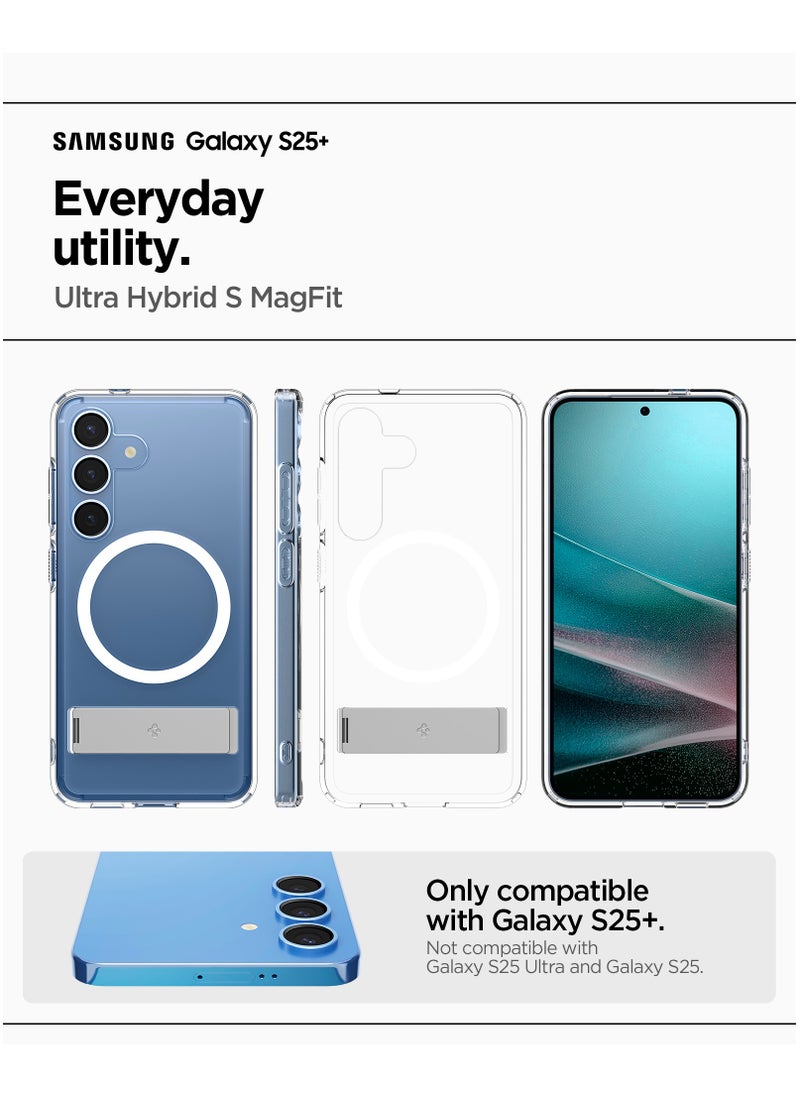 Spigen Ultra Hybrid S MagFit Samsung Galaxy S25 PLUS Case Cover MagSafe with Kickstand - Clear White  - Image 2