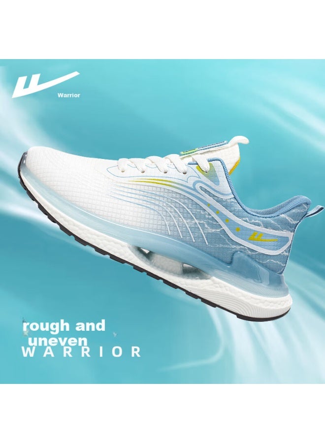 Pull Back Huili Men's Sports Shoes, Summer Breathable Mesh Shoes, Lightweight Shock-absorbing Soft-soled Casual Running Shoes For Men, White And Blue, Size 40 - Image 4