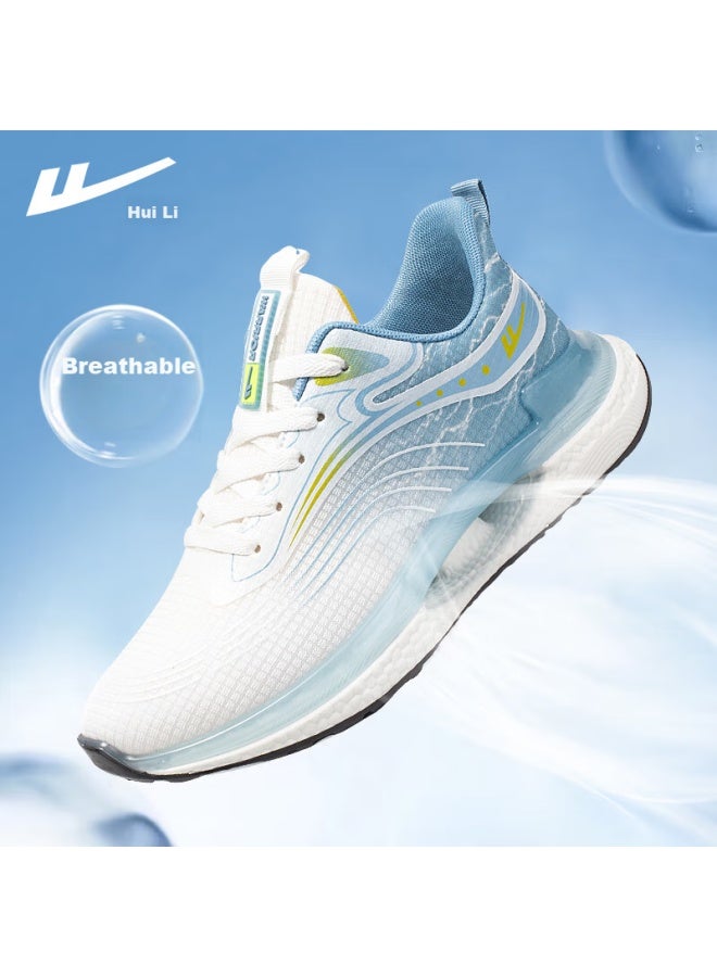 Pull Back Huili Men's Sports Shoes, Summer Breathable Mesh Shoes, Lightweight Shock-absorbing Soft-soled Casual Running Shoes For Men, White And Blue, Size 40 - Image 3