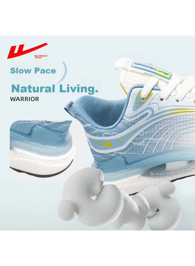 Pull Back Huili Men's Sports Shoes, Summer Breathable Mesh Shoes, Lightweight Shock-absorbing Soft-soled Casual Running Shoes For Men, White And Blue, Size 40 - Image 5