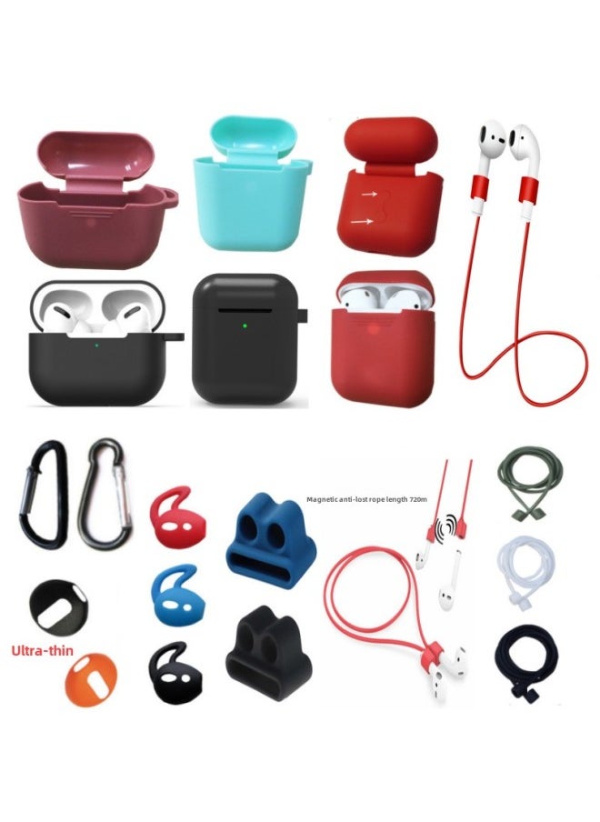 Generic - For Apple Airpods2PRO3 Earphone Anti-lost Rope Millet Huawei Earphone Silicone Lanyard TWS Anti-lost Rope-Color:231C-1 Rose Red (upgraded Version)-Applicable Model:For Apple Wireless Headphones - Image 1