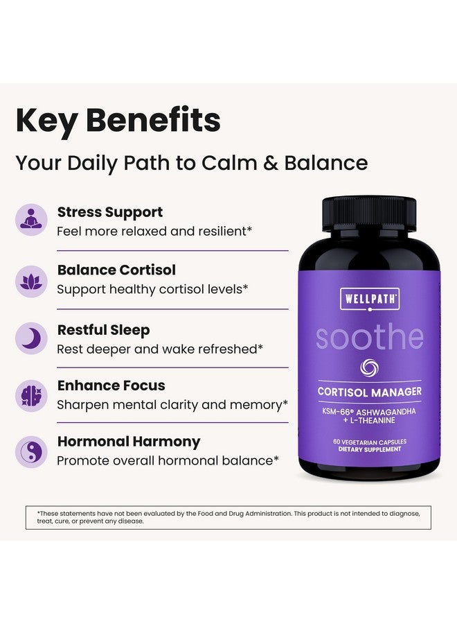 WellPath Soothe Cortisol Manager - Cortisol Supplements for Women with KSM-66® Ashwagandha & L-Theanine - Stress Support, Detox - 11-in-1 Complex, Vegan, Made in USA, Non-GMO, 60 Ct - Image 2
