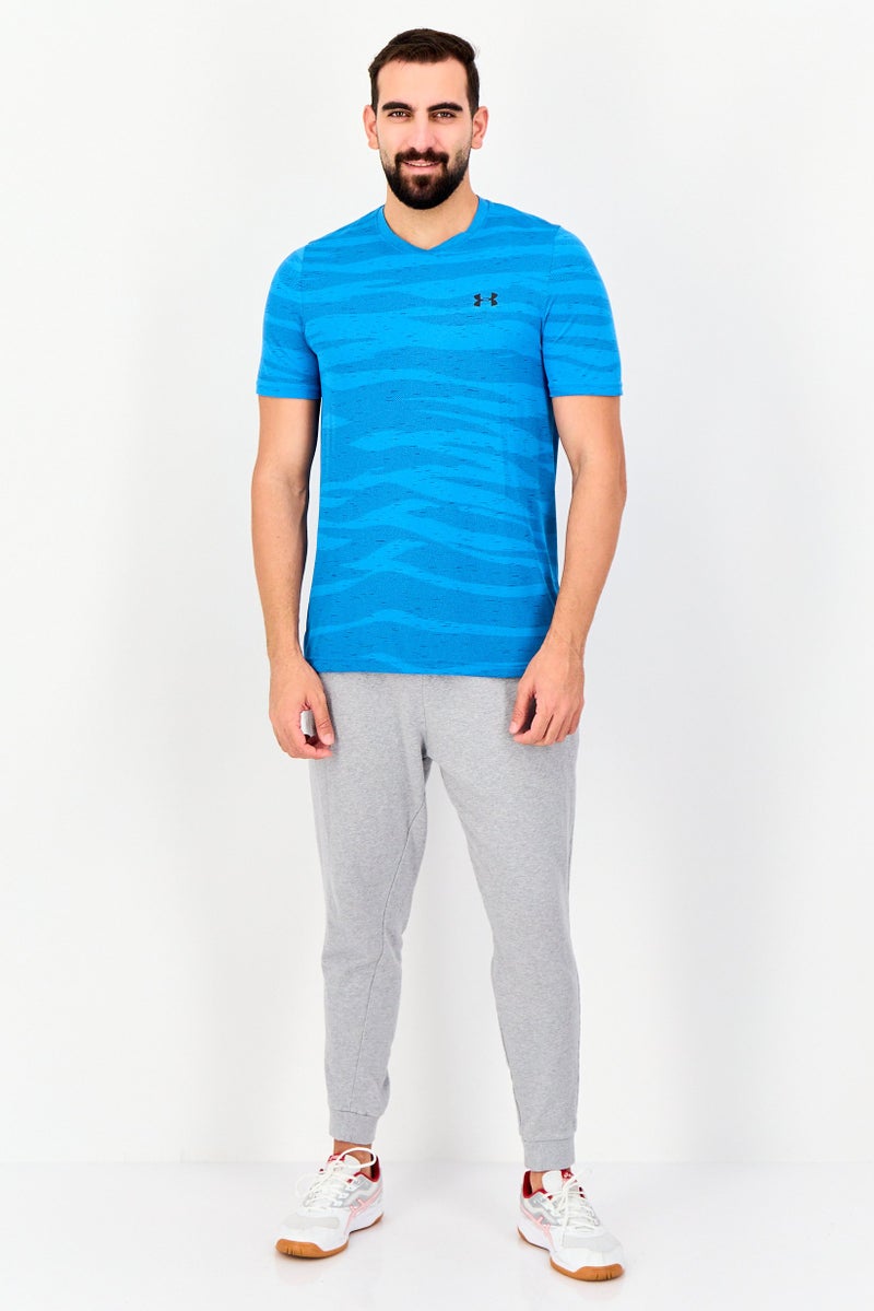 UNDER ARMOUR تي شيرت تدريب قصير الأكمام للرجال، أزرق - Image 3