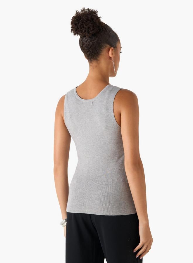 تواكستريمز بلوزة بدون أكمام مزينة بياقة دائرية - Image 3