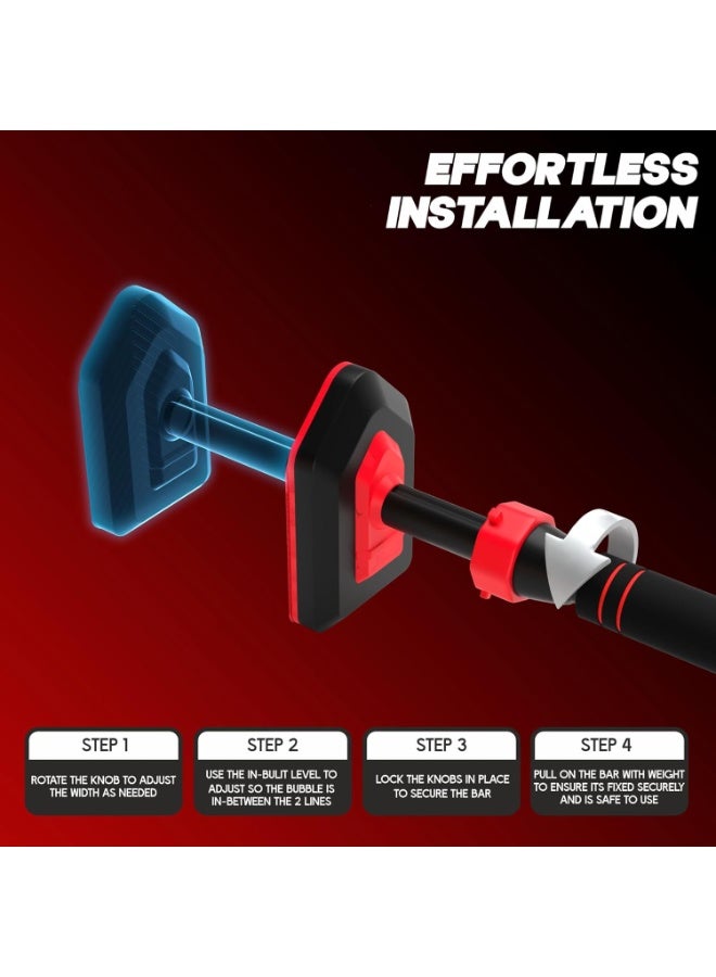 Konex Pull Up Bar for Home Workouts with Effortless Installation | Doorway Hanging Bar, Anti-Slip Ergonomic Grip & Inbuilt Level Meter | Ideal for Pull-Ups & Strength Training | Handles upto 200 kg - Image 4