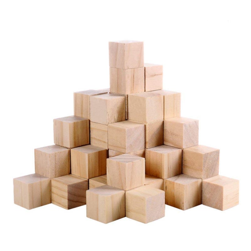 Supla 120pcs 1 inch Natural Solid Cube Wooden Unfinished Craft Wood Blocks Wood Cubes for DIY Craft Gifts (120pcs) - Image 5