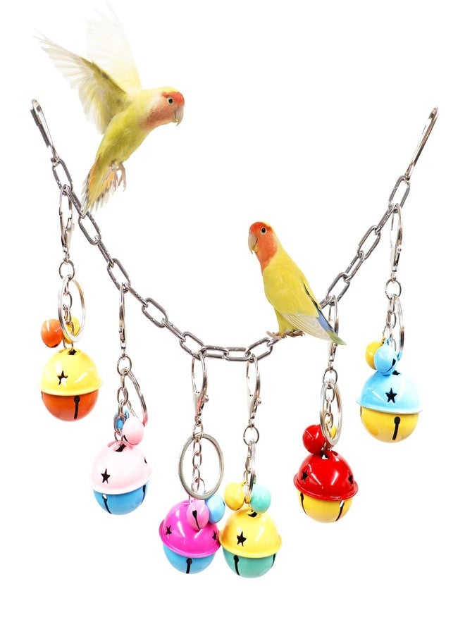 Oooct Bird Swing Bells Toys, Colorful Parrot Metal Bells, Hanging Bird Chewing Toys, Bird Cage Accessories, Suitable for Small to Medium Birds Budgie Lovebirds Conures Parakeets Cockatiels Rats - Image 1
